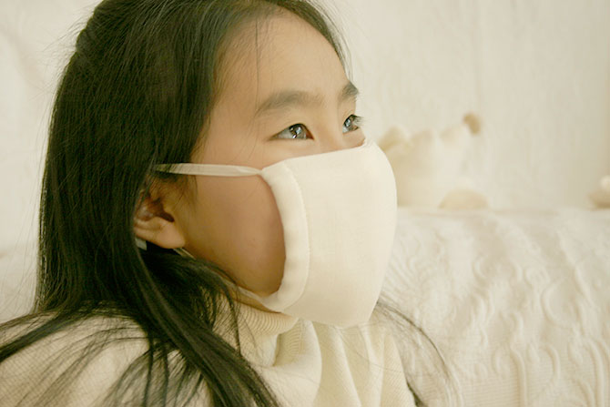 風邪予防・におい(匂い)つわり対策に、鼻枕つき三重ガーゼマスク【PRISTINE　プリスティン】